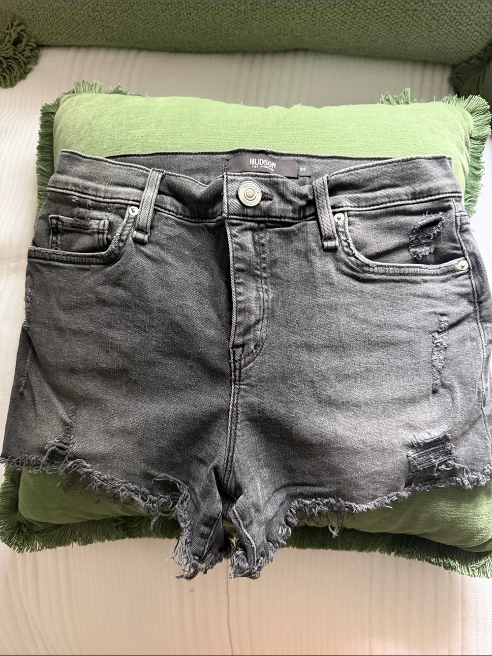 Hudson Jeans Women's Charcoal Distressed Denim Cutoff Shorts